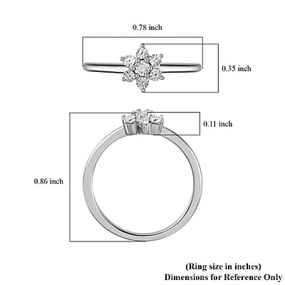 Diamond Accent Star Ring in Platinum Over Sterling Silver (Size 6.0)