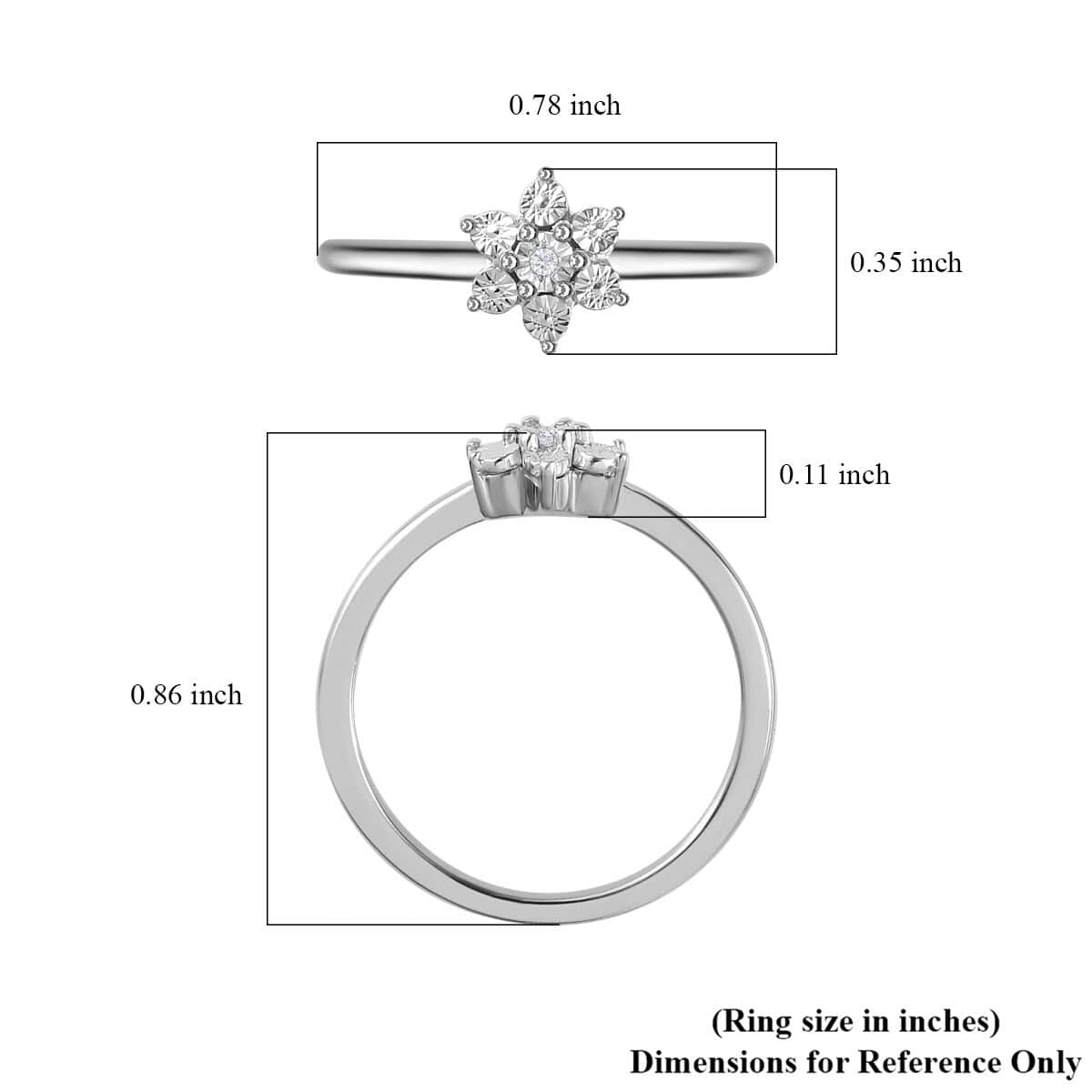 Diamond Accent Star Ring in Platinum Over Sterling Silver (Size 7.0) image number 5