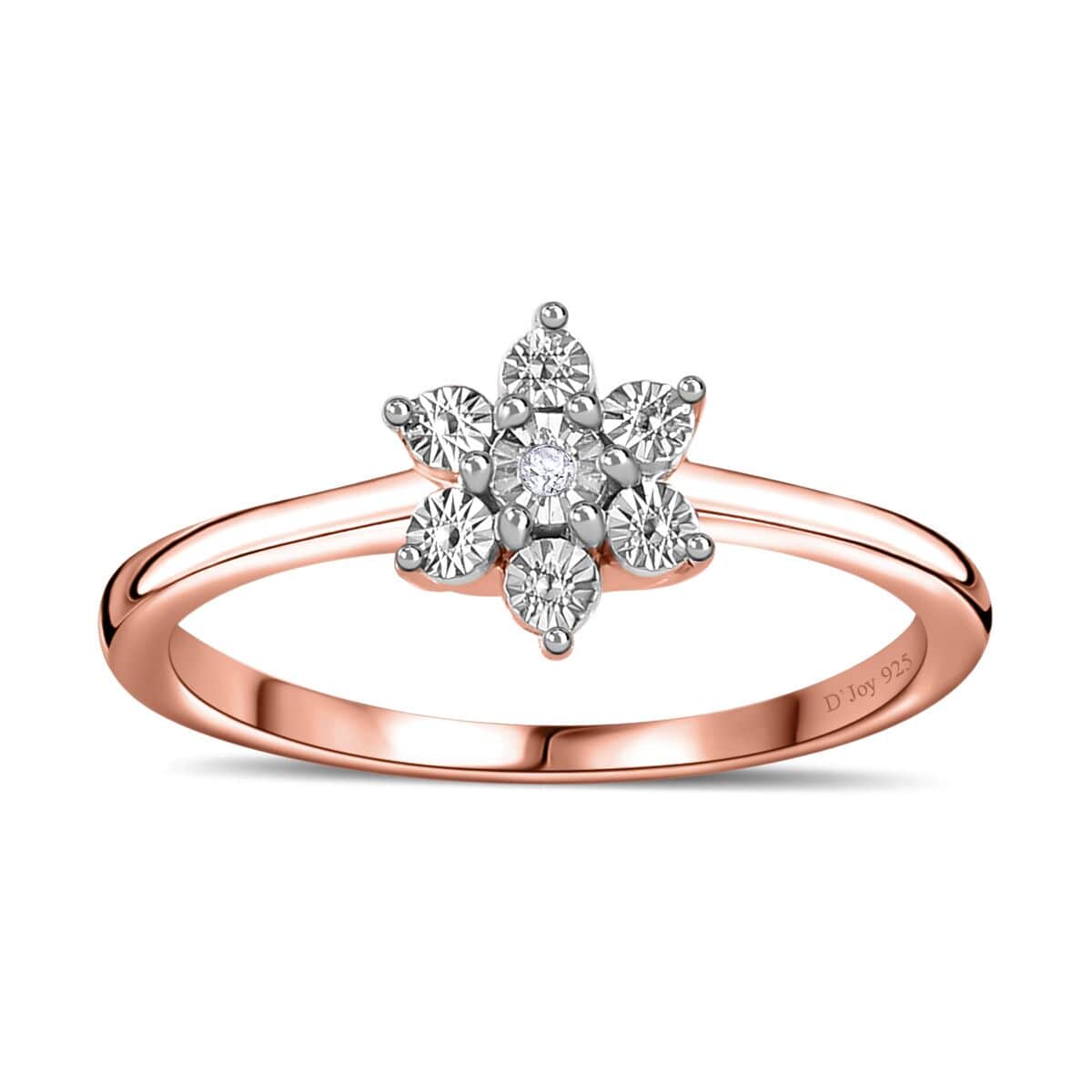 Diamond Accent Floral Ring in Vermeil Rose Gold Over Sterling Silver (Size 6.0) image number 0