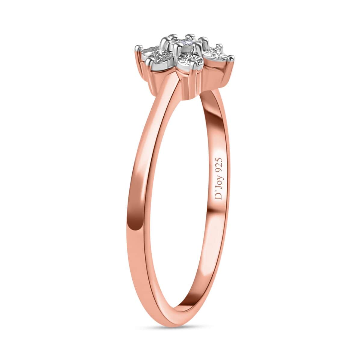 Diamond Accent Floral Ring in Vermeil Rose Gold Over Sterling Silver (Size 6.0) image number 3