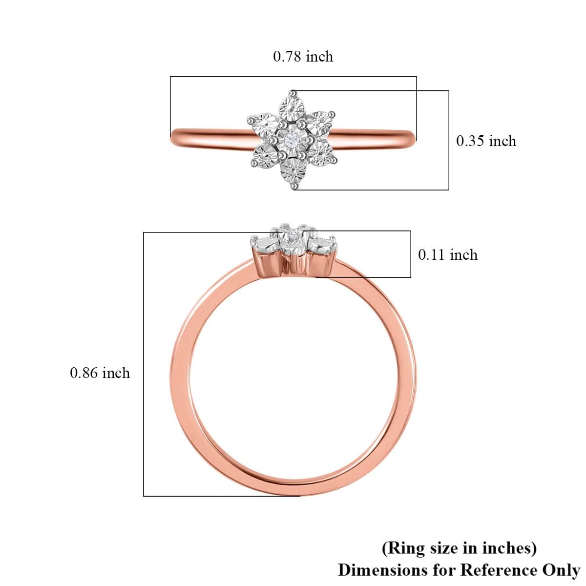 Diamond Accent Floral Ring in Vermeil Rose Gold Over Sterling Silver (Size 6.0) image number 5