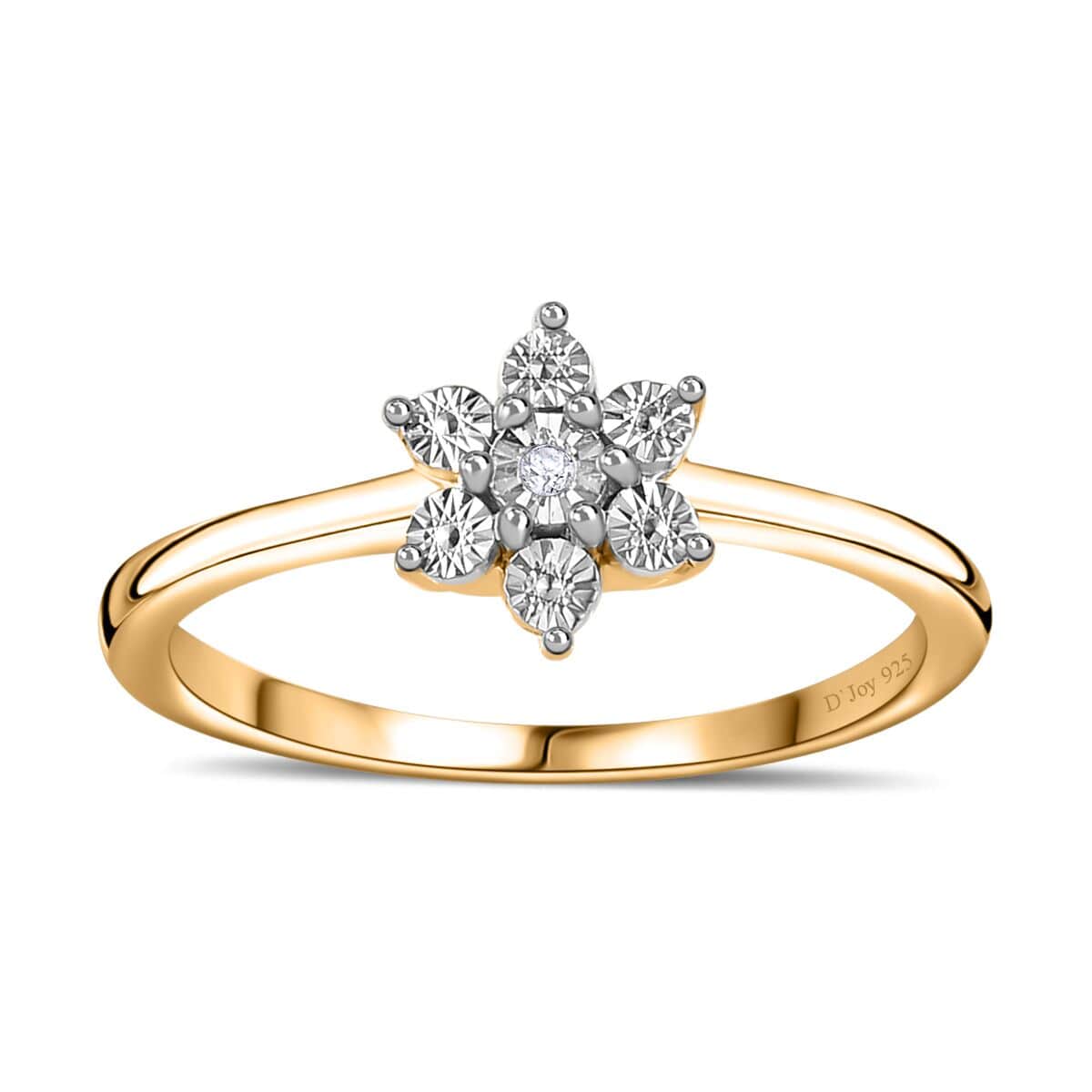 Diamond Accent Floral Ring in Vermeil Yellow Gold Over Sterling Silver (Size 7.0) image number 0