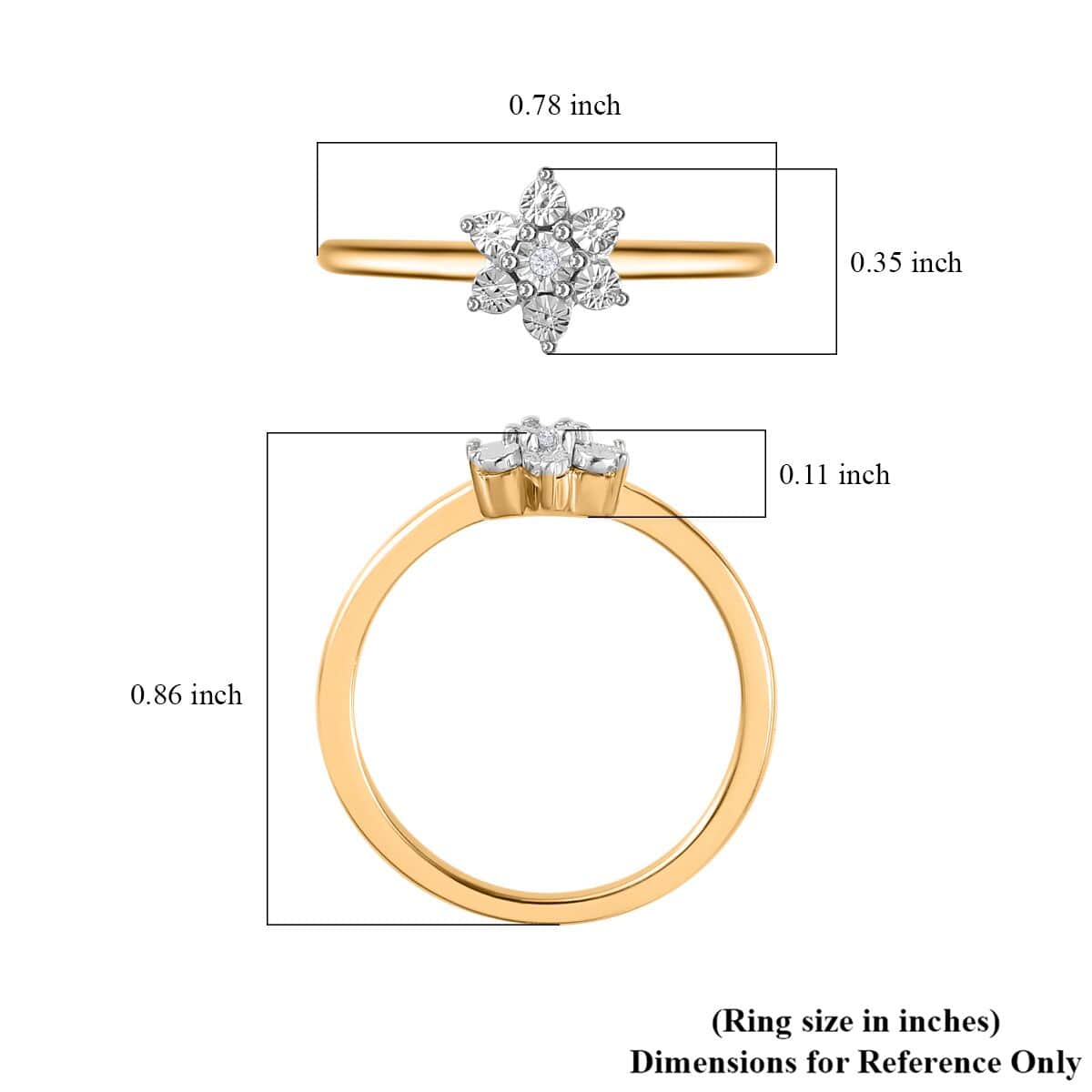 Diamond Accent Floral Ring in Vermeil Yellow Gold Over Sterling Silver (Size 7.0) image number 5