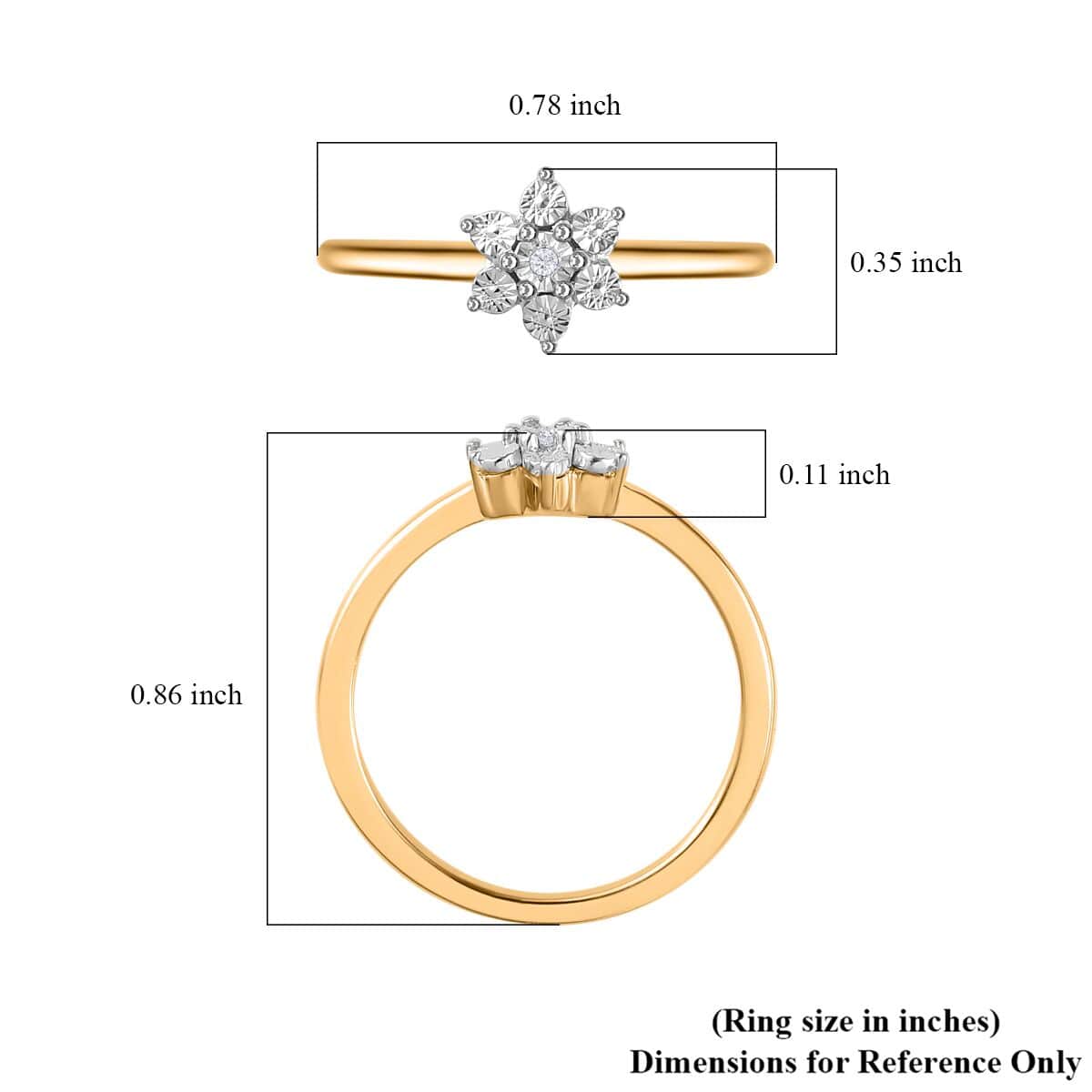 Diamond Accent Floral Ring in Vermeil Yellow Gold Over Sterling Silver (Size 9.0) image number 5