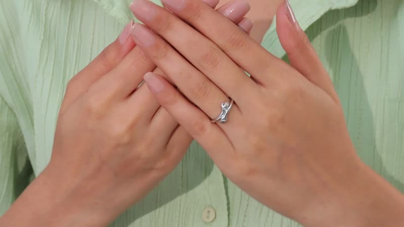 Diamond Bypass Finger Ring in Platinum Over Sterling Silver (Size 6)