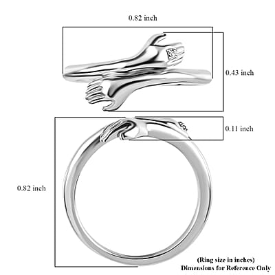 Diamond Bypass Finger Ring in Platinum Over Sterling Silver (Size 6)