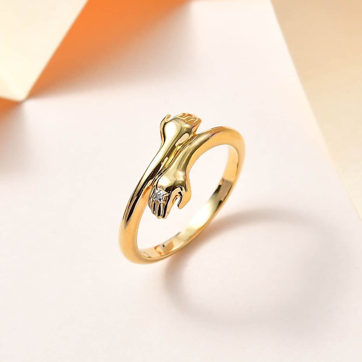 Diamond Accent Bypass Finger Ring in Vermeil Yellow Gold Over Sterling Silver (Size 8.0) image number 1