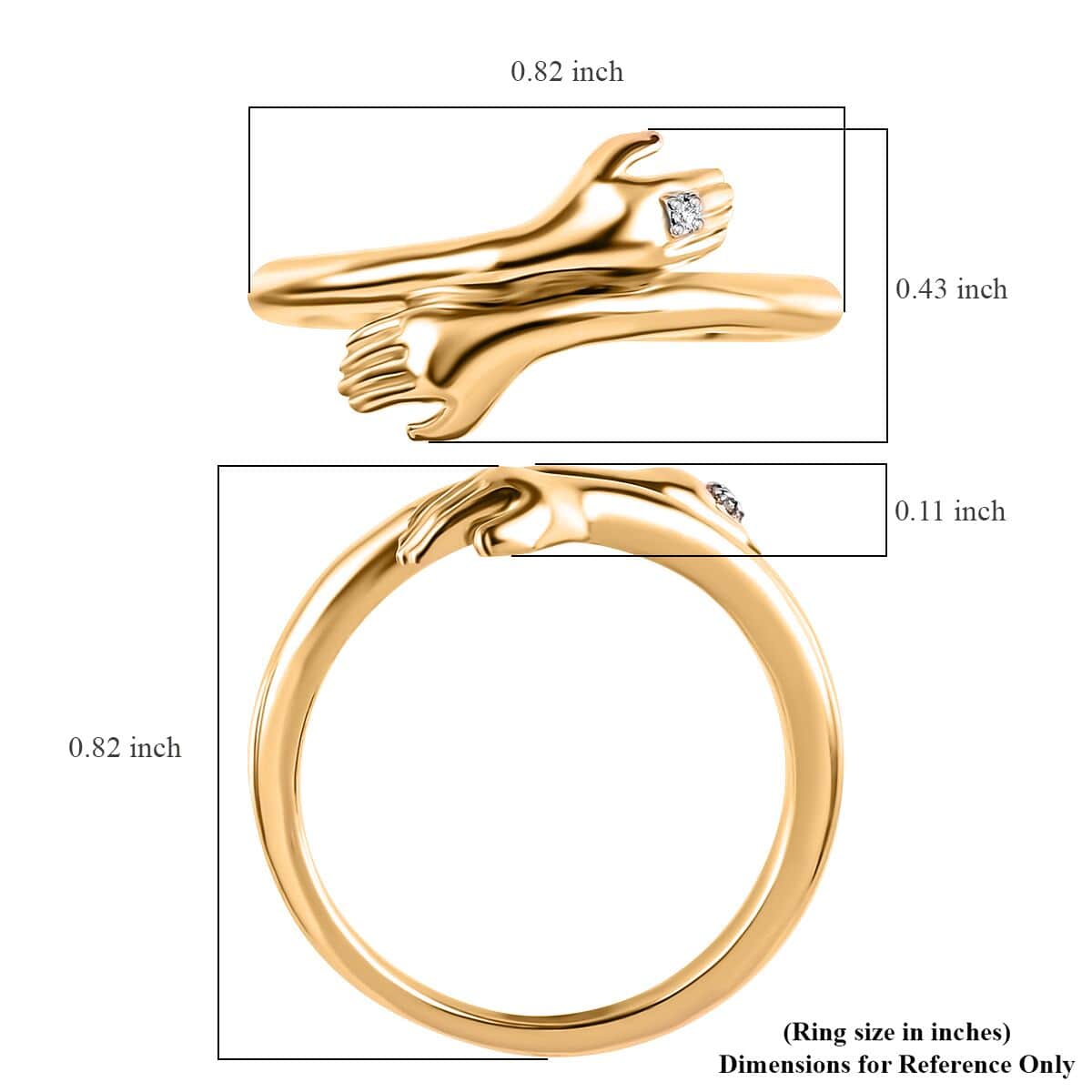 Diamond Accent Bypass Finger Ring in Vermeil Yellow Gold Over Sterling Silver (Size 8.0) image number 5