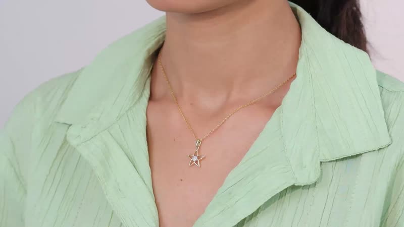Luxoro 10K Yellow Gold G-H I3 Diamond Accent Star Pendant