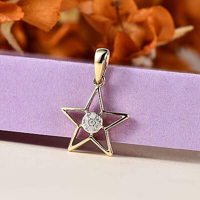 Luxoro 10K Yellow Gold G-H I3 Diamond Accent Star Pendant