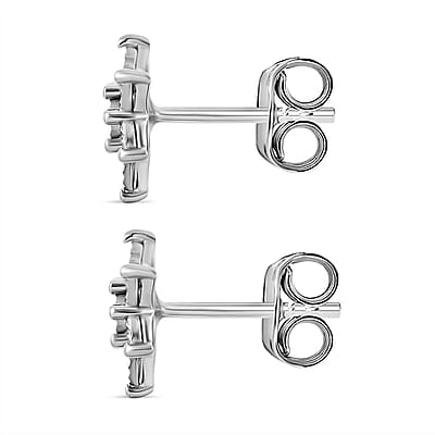 Diamond Accent Starfloral Stud Earrings in Platinum Over Sterling Silver