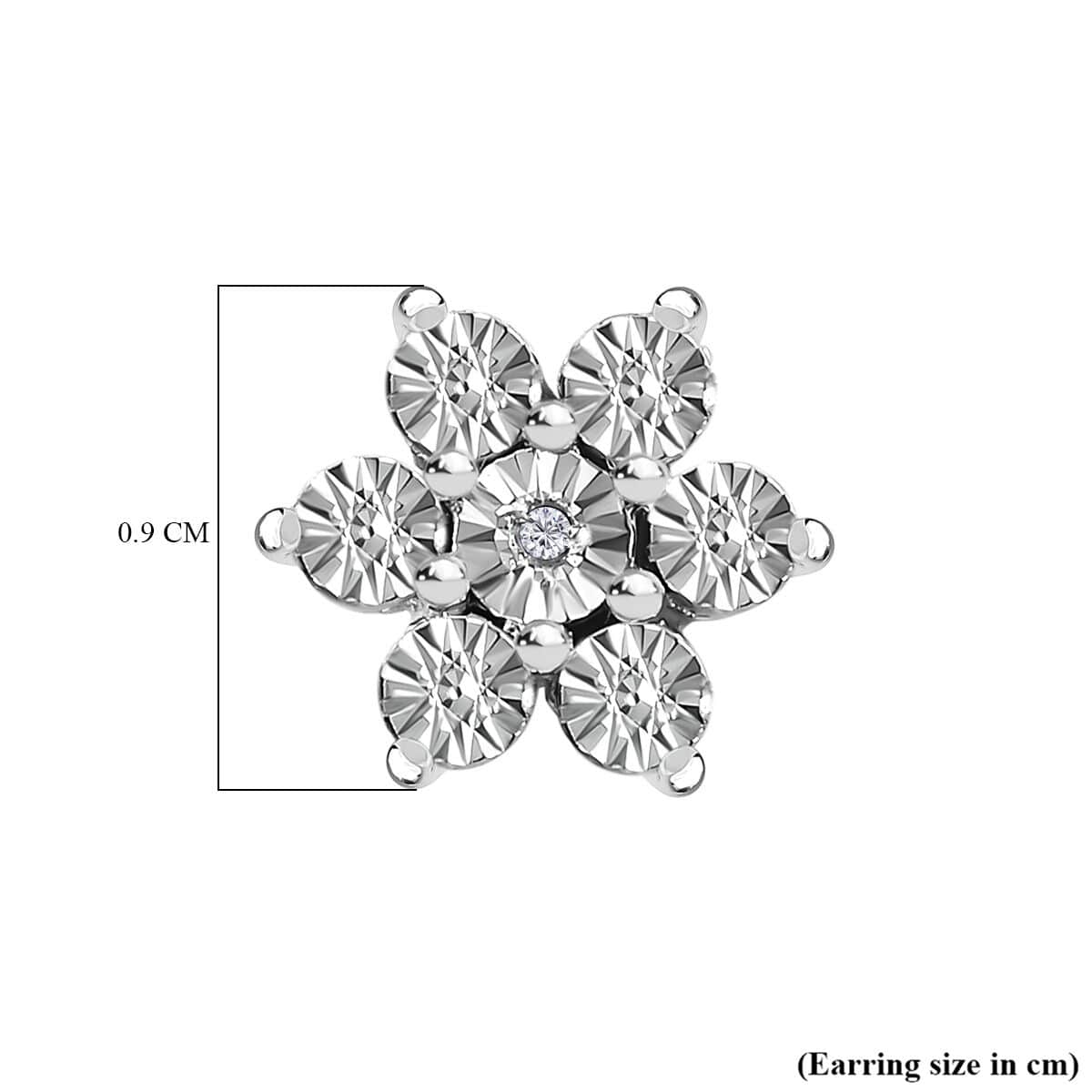 Diamond Accent Starfloral Stud Earrings in Platinum Over Sterling Silver image number 5