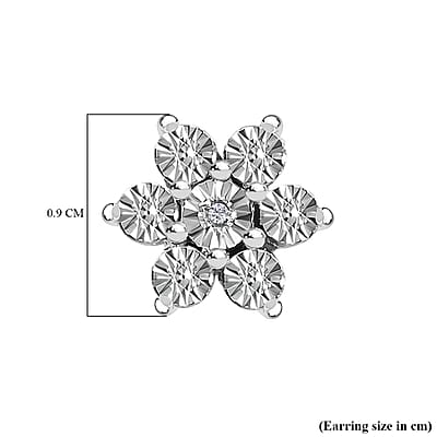 Diamond Accent Starfloral Stud Earrings in Platinum Over Sterling Silver