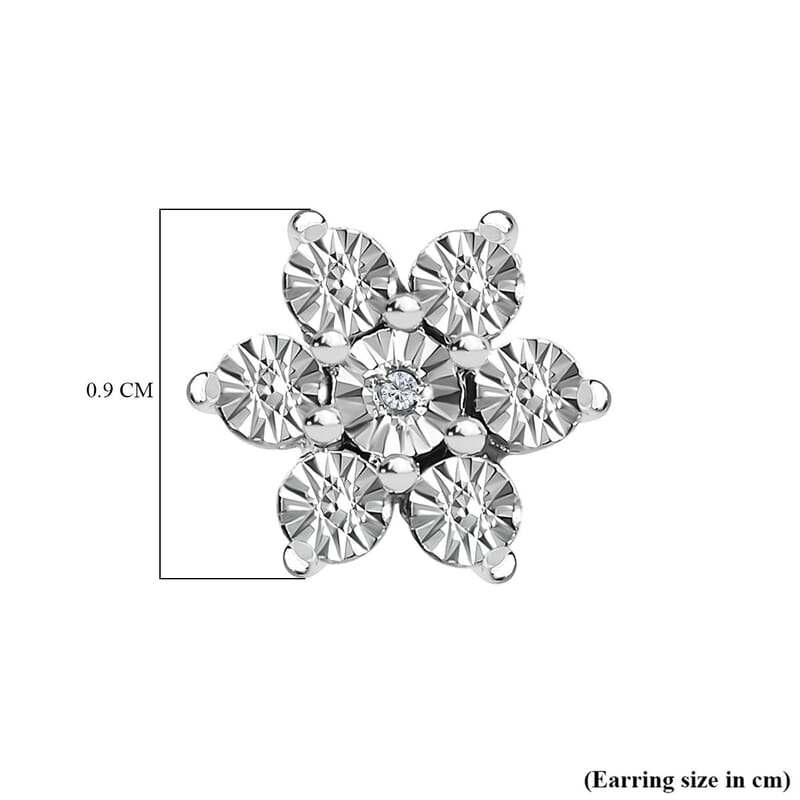 Diamond Accent Starfloral Stud Earrings in Platinum Over Sterling Silver