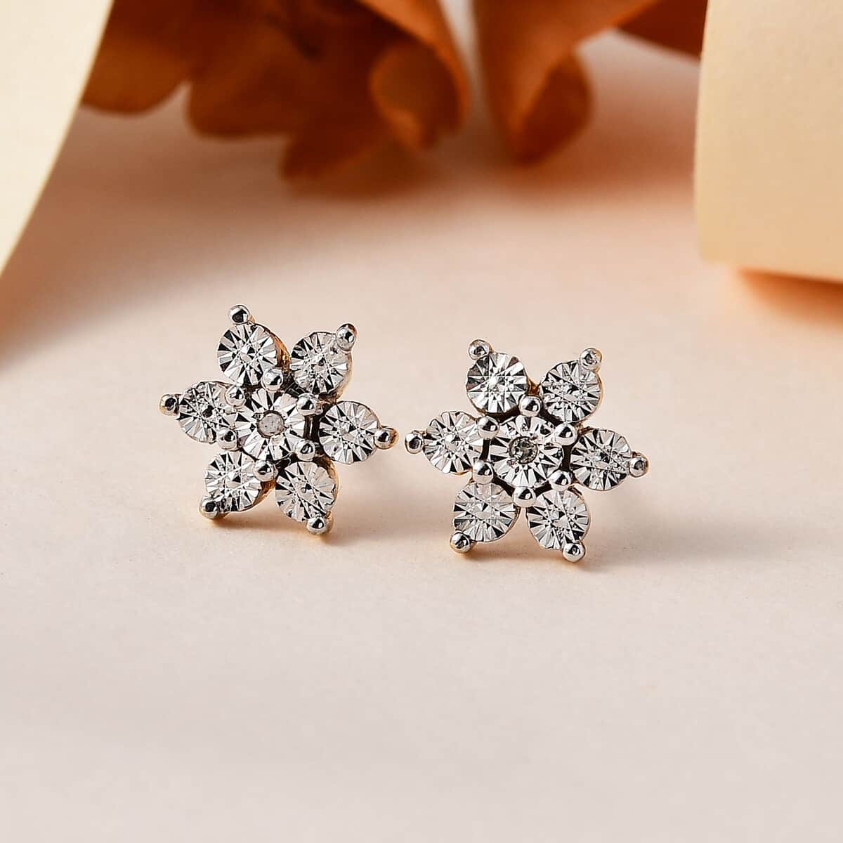 Diamond Accent Star Stud Earrings in Vermeil Rose Gold Over Sterling Silver image number 1