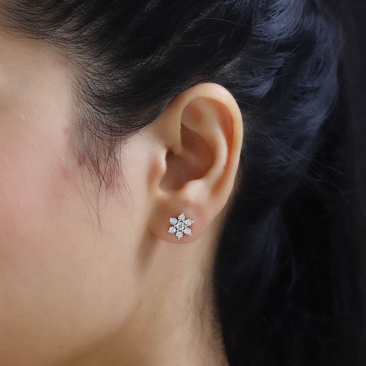 Diamond Accent Star Stud Earrings in Vermeil Rose Gold Over Sterling Silver image number 2