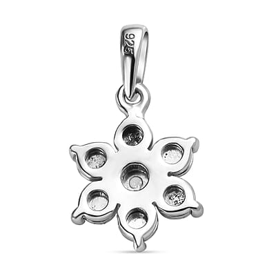 Diamond Accent Flower Pendant in Platinum Over Sterling Silver
