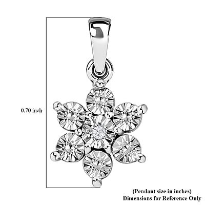 Diamond Accent Flower Pendant in Platinum Over Sterling Silver
