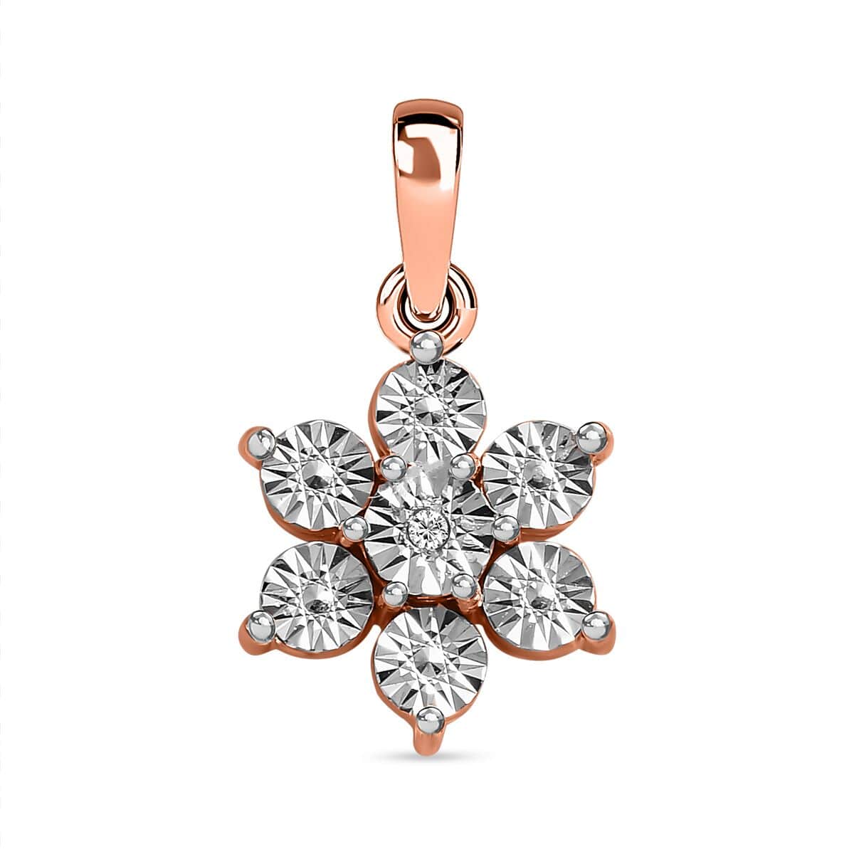 Diamond Accent Flower Pendant in Vermeil Rose Gold Over Sterling Silver image number 0