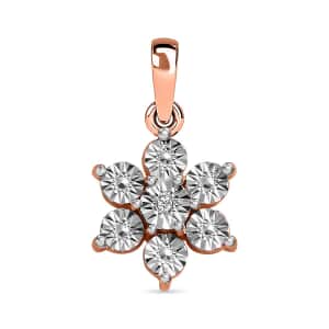 Diamond Accent Flower Pendant in Vermeil Rose Gold Over Sterling Silver