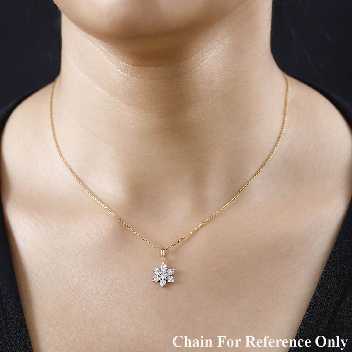 Diamond Accent Flower Pendant in Vermeil Rose Gold Over Sterling Silver image number 2