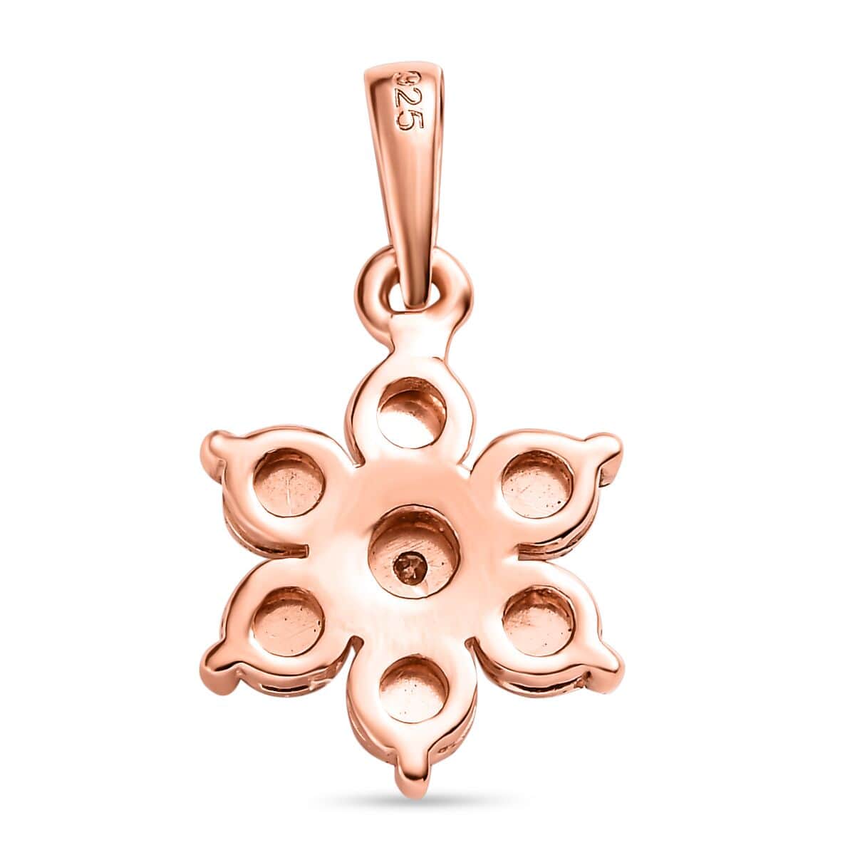 Diamond Accent Flower Pendant in Vermeil Rose Gold Over Sterling Silver image number 4