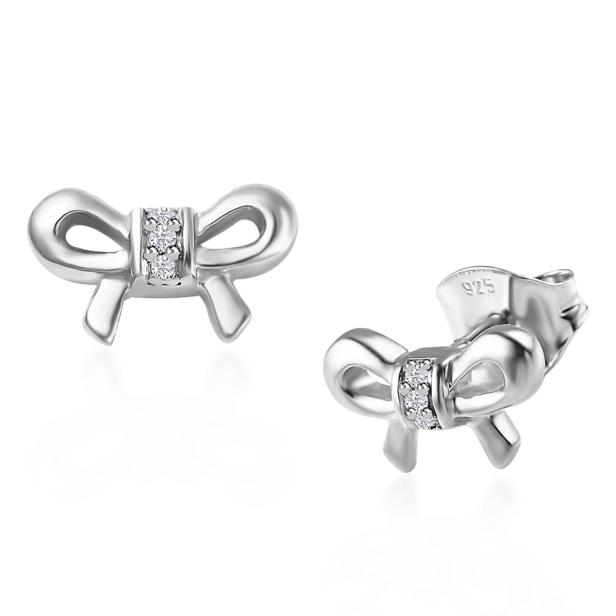 Diamond Accent Bow Knot Stud Earrings in Vermeil YG Over Sterling Silver image number 0