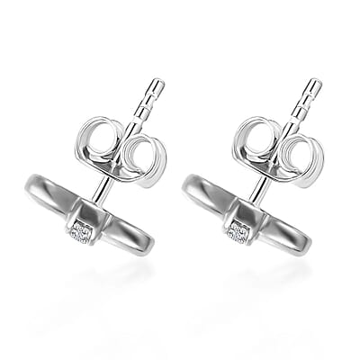 Diamond Accent Bow Knot Stud Earrings in Platinum Over Sterling Silver