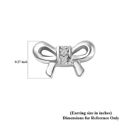 Diamond Accent Bow Knot Stud Earrings in Platinum Over Sterling Silver