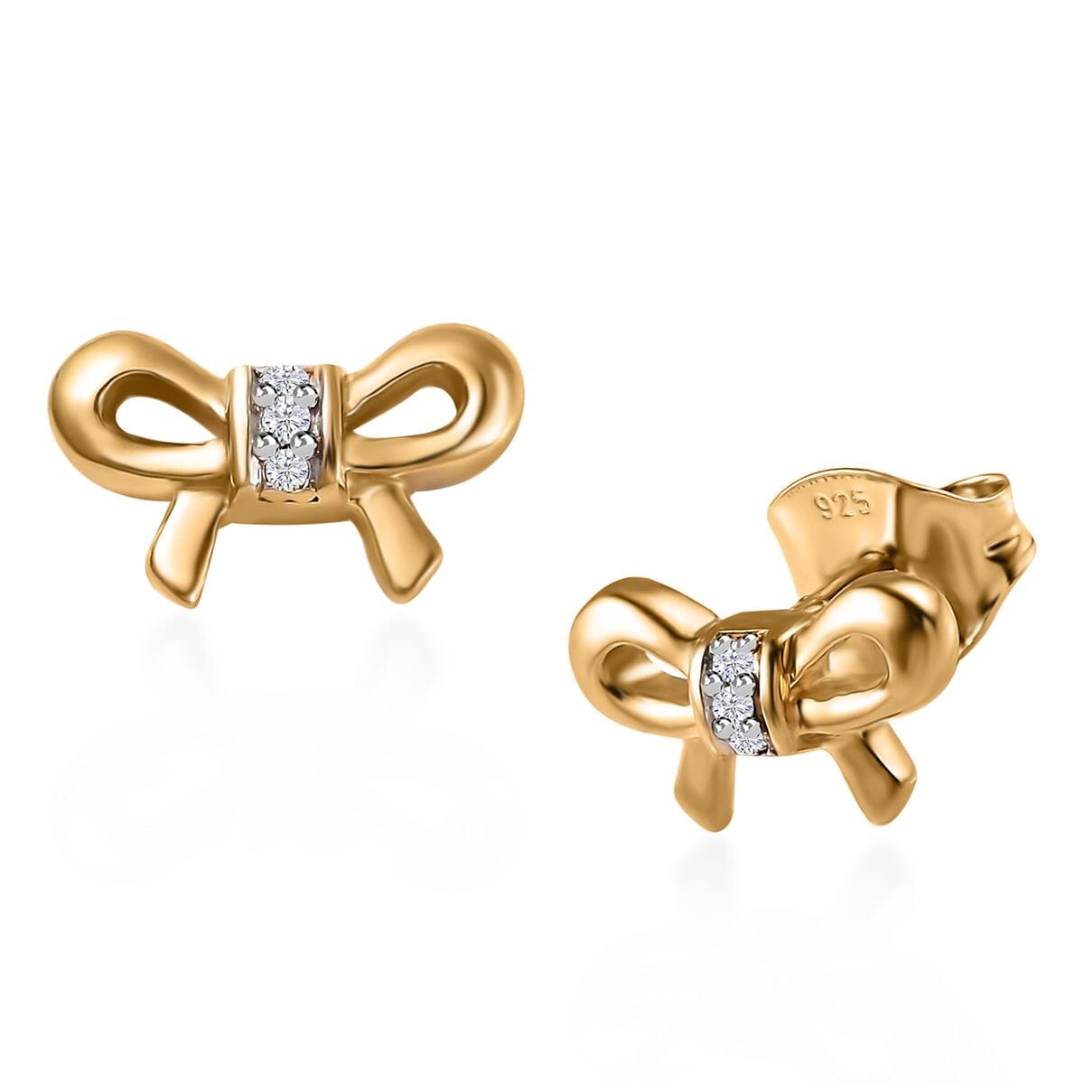 Diamond Accent Bow Knot Stud Earrings in Vermeil Yellow Gold Over Sterling Silver image number 0