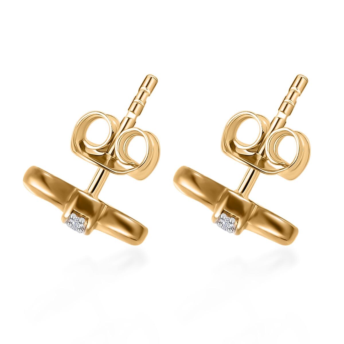 Diamond Accent Bow Knot Stud Earrings in Vermeil Yellow Gold Over Sterling Silver image number 4