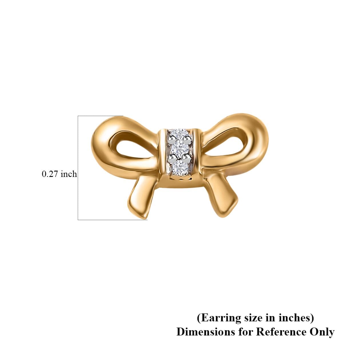 Diamond Accent Bow Knot Stud Earrings in Vermeil Yellow Gold Over Sterling Silver image number 5
