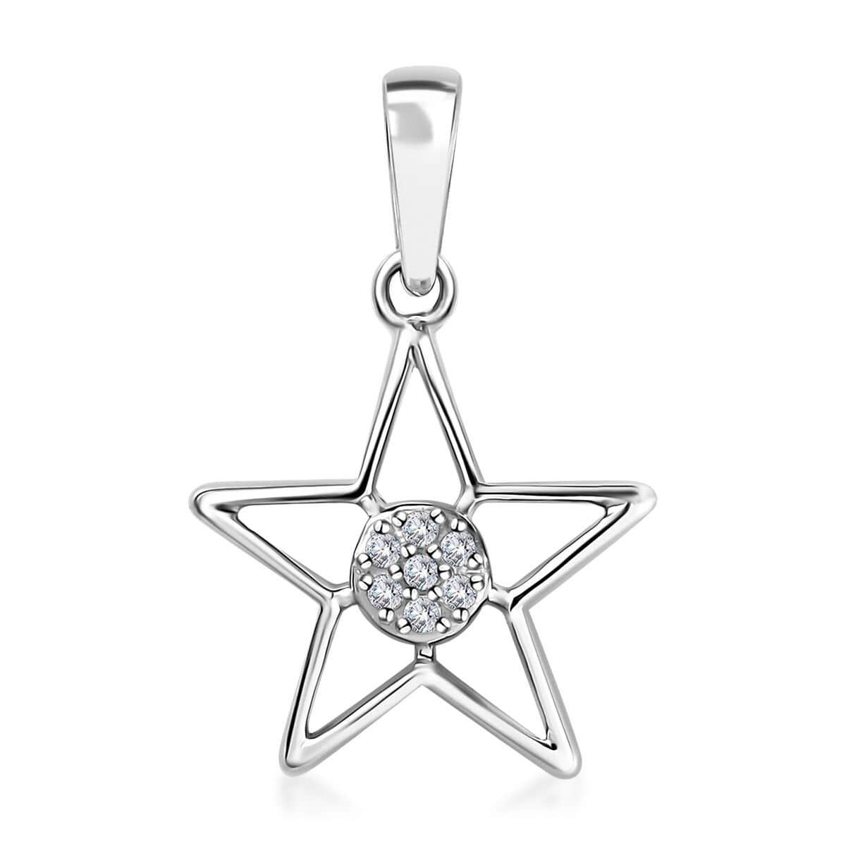 Luxoro 10K White Gold G-H I3 Diamond Accent Star Pendant image number 0