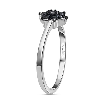 Blue Diamond Accent Star Ring in Sterling Silver (Size 6.0)