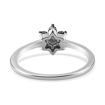 Blue Diamond Accent Star Ring in Sterling Silver (Size 6.0)