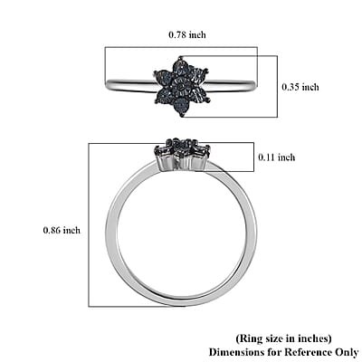 Blue Diamond Accent Star Ring in Sterling Silver (Size 6.0)