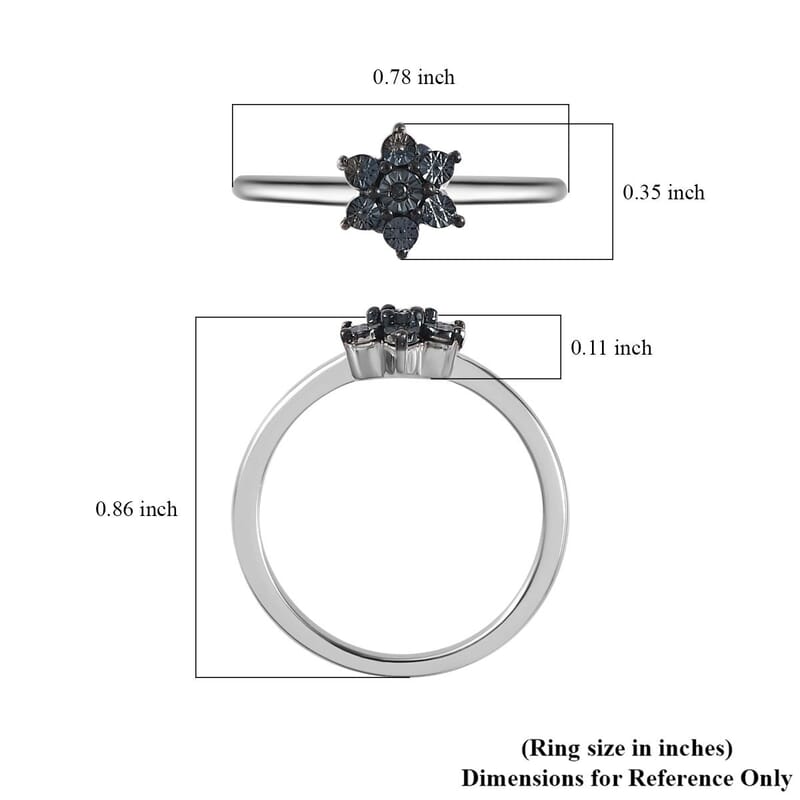 Blue Diamond Accent Star Ring in Sterling Silver (Size 6.0)