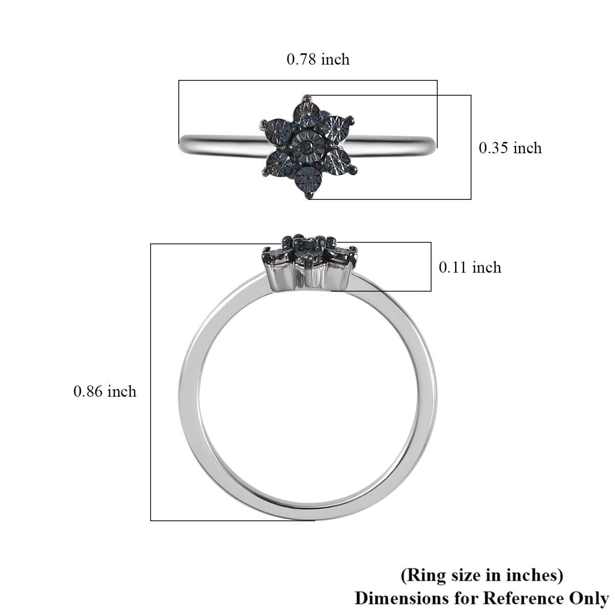 Blue Diamond Accent Star Ring in Sterling Silver (Size 7.0) image number 5