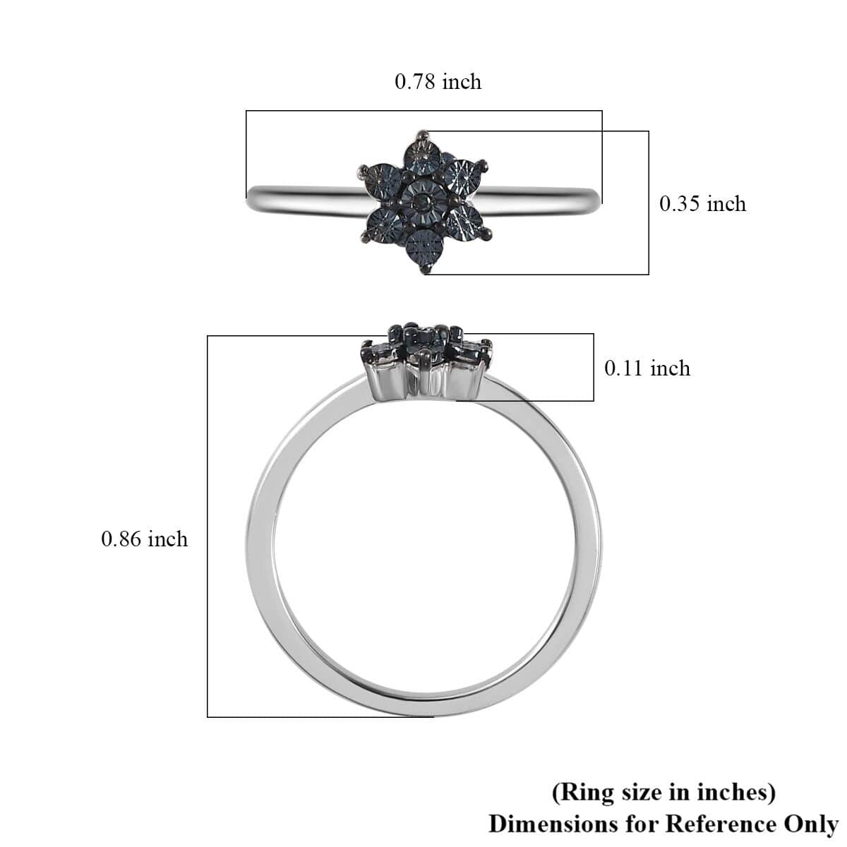 Blue Diamond Accent Star Ring in Sterling Silver (Size 9.0) image number 5