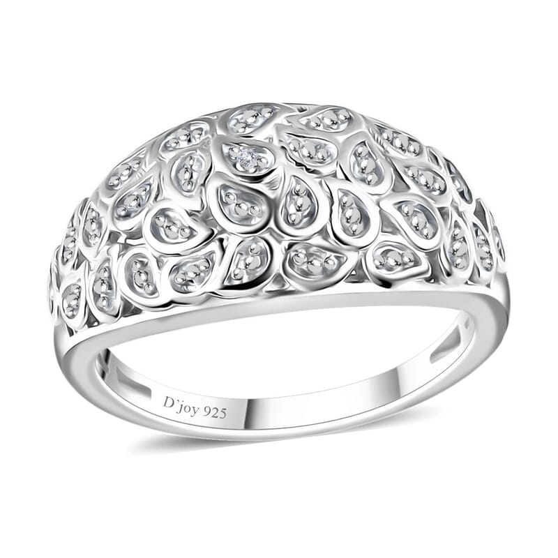 White Diamond Accent Ring in Platinum Over Sterling Silver (Size 6.0)