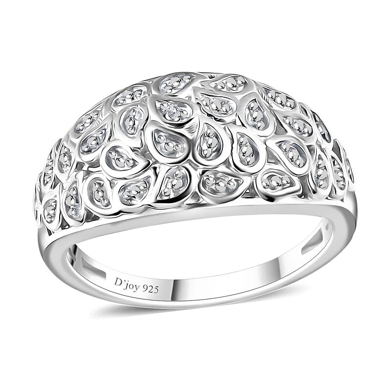 White Diamond Accent Ring in Platinum Over Sterling Silver (Size 6.0)