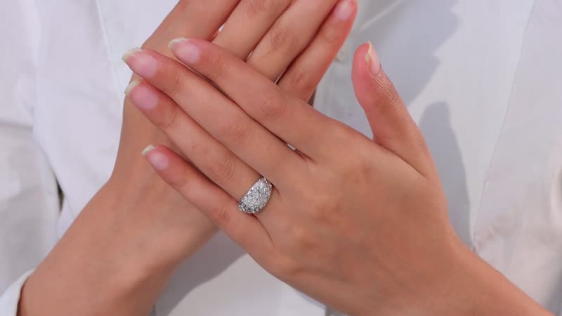 White Diamond Accent Petal Pave Ring in Sterling Silver