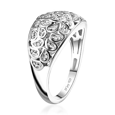 White Diamond Accent Ring in Platinum Over Sterling Silver (Size 6.0)