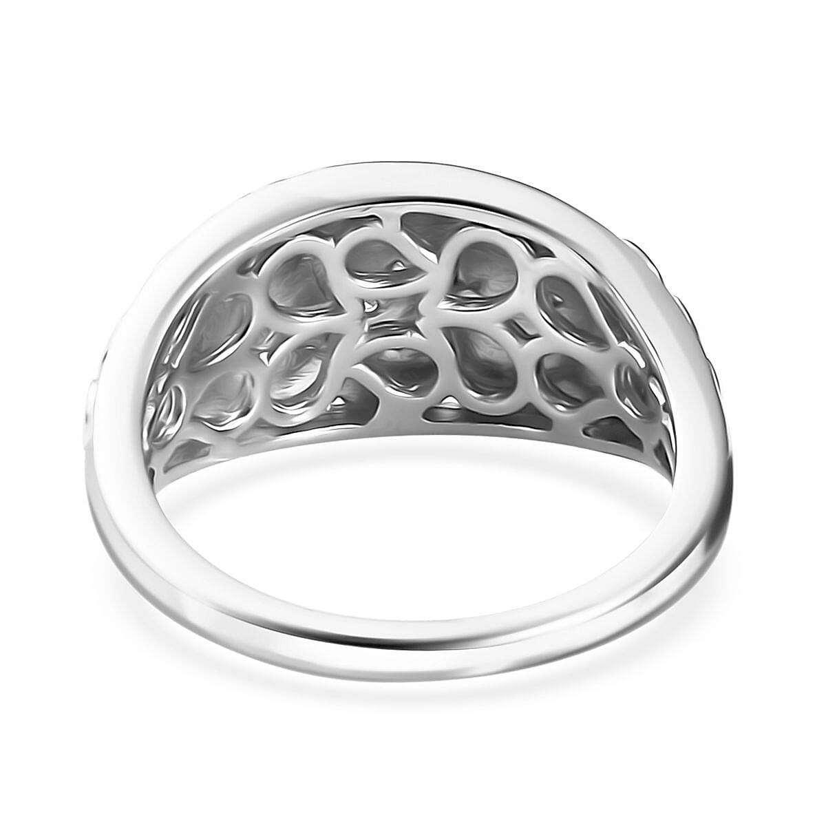 White Diamond Accent Ring in Platinum Over Sterling Silver (Size 6.0)