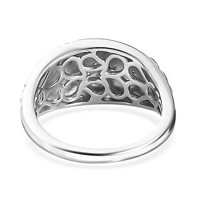 White Diamond Accent Ring in Platinum Over Sterling Silver (Size 6.0)
