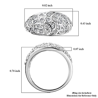White Diamond Accent Ring in Platinum Over Sterling Silver (Size 6.0)