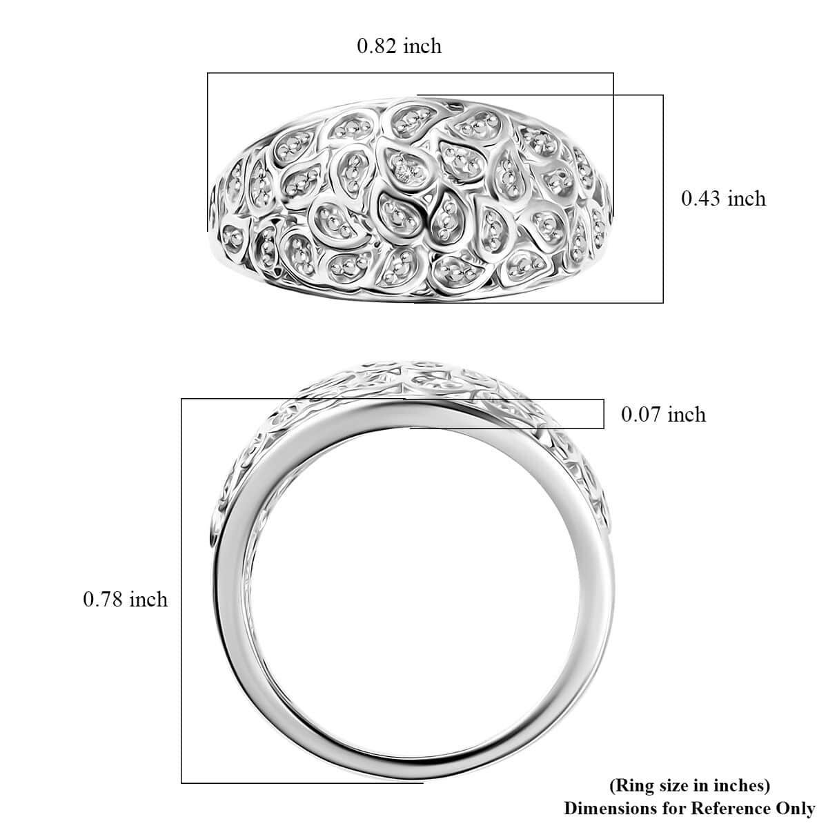 White Diamond Accent Ring in Platinum Over Sterling Silver (Size 7.0) image number 5