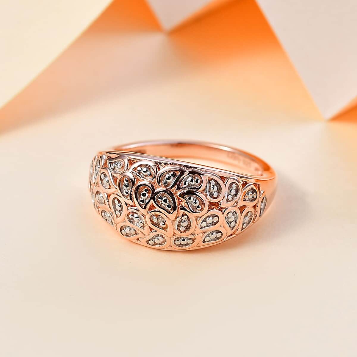 White Diamond Accent Ring in Vermeil Rose Gold Over Sterling Silver (Size 6.0) image number 1