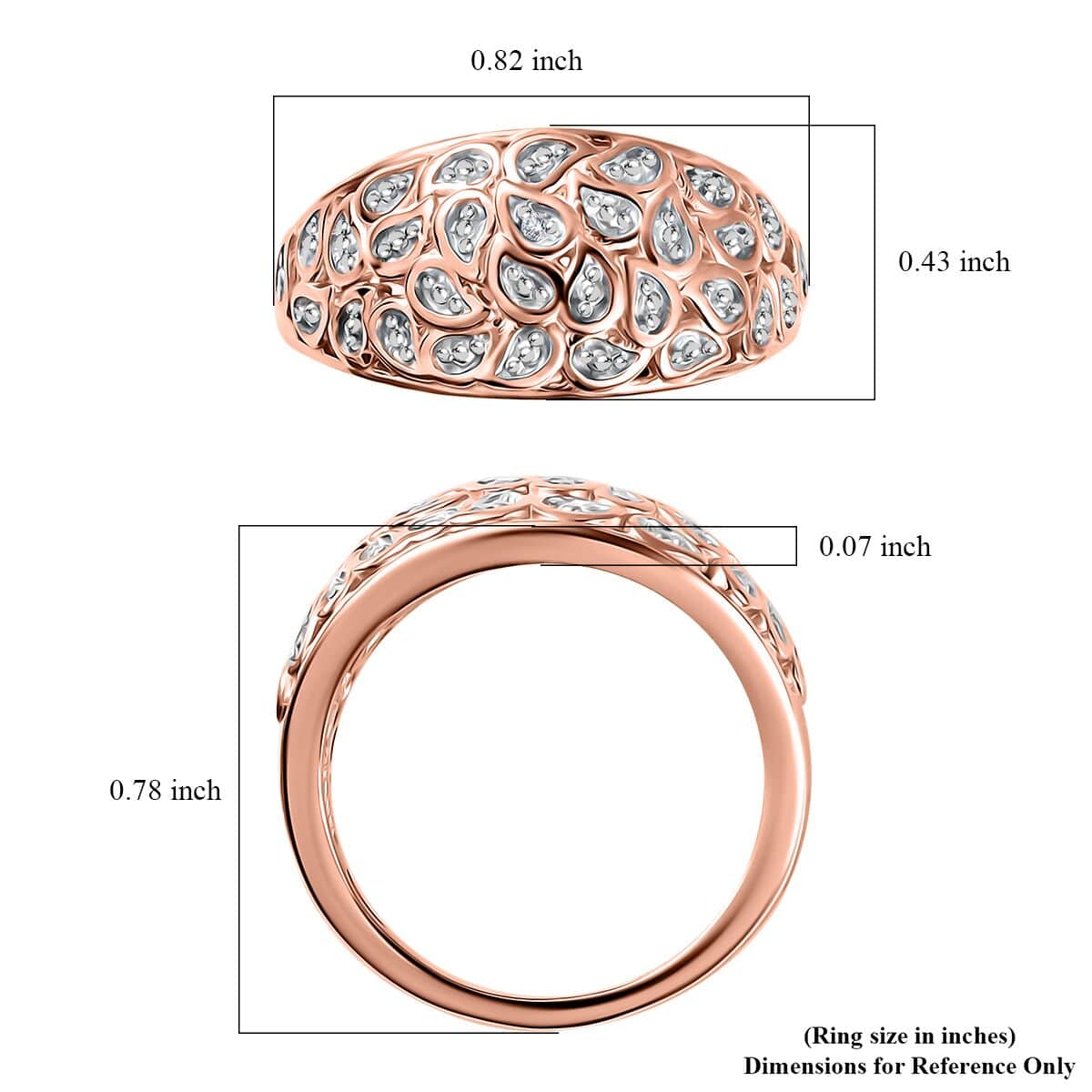 White Diamond Accent Ring in Vermeil Rose Gold Over Sterling Silver (Size 6.0) image number 5