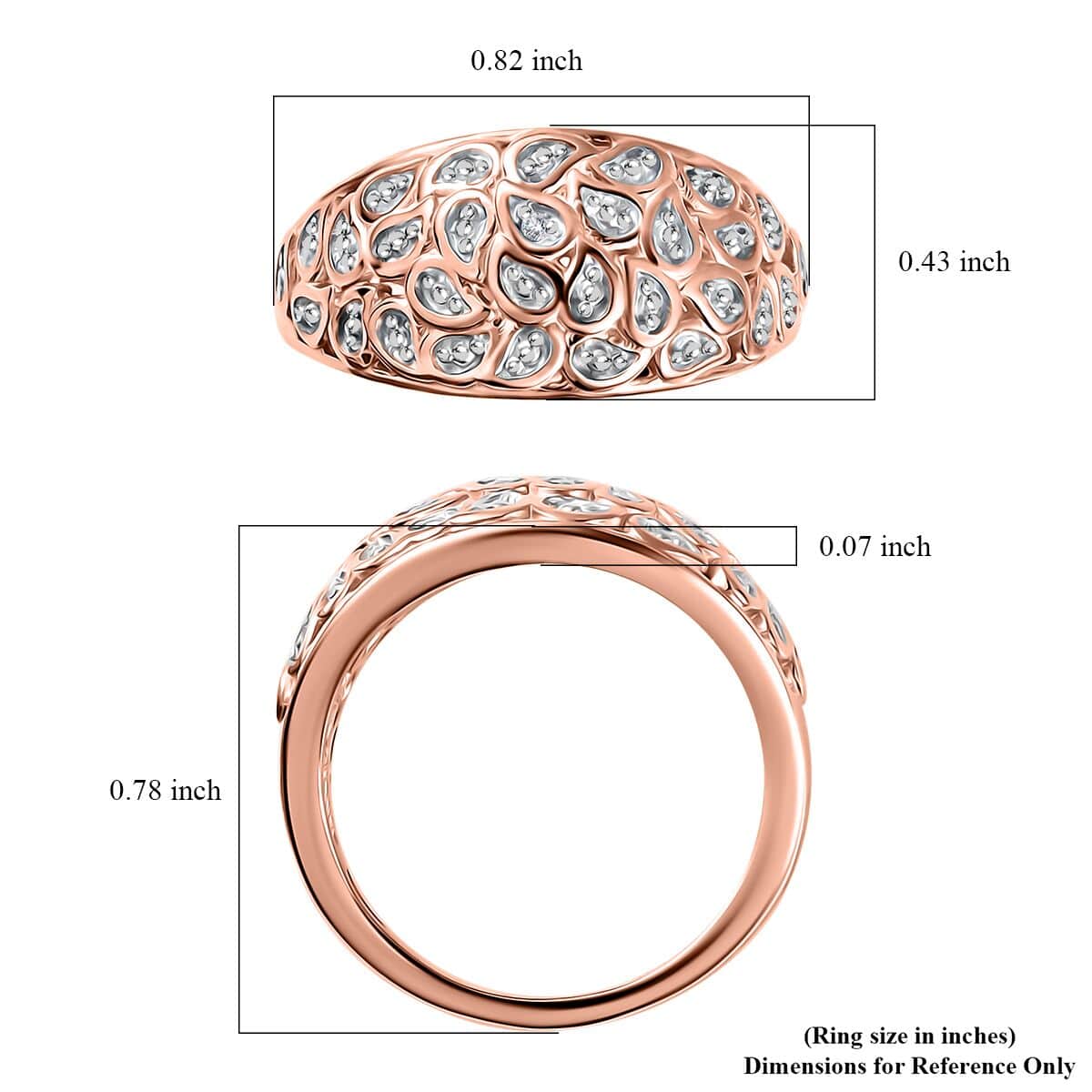White Diamond Accent Ring in Vermeil Rose Gold Over Sterling Silver (Size 9.0) image number 5